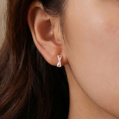 Khuyên Tai Hoop Bạc 925 Xoắn X Classic Đính Đá	- ODE381 - Hover