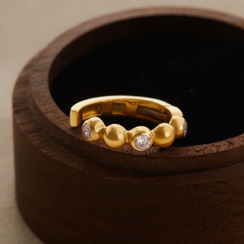 (1 Cái) Khuyên Tai Earcuff Bạc 925 Đính Đá Tròn Nắp Bật Cao Cấp - ODE464-L