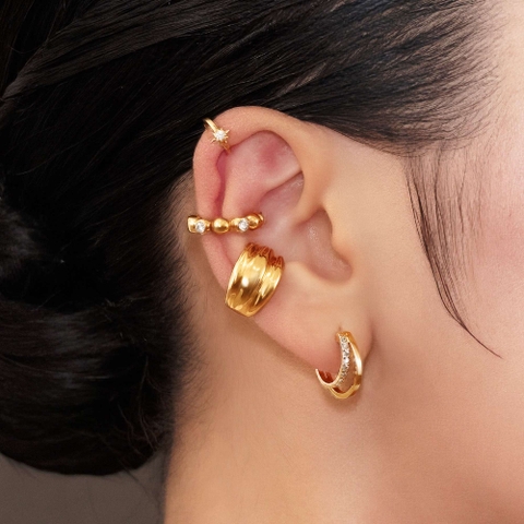 (1 Cái) Khuyên Tai Earcuff Bạc 925 Dáng Bold Nắp Bật Cao Cấp - ODE463-L - Hover
