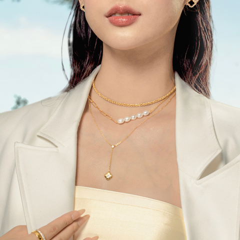 Dây Chuyền Bạc 925 Cỏ 4 Lá Đính Đá Chủ May Mắn 4 Leaf Clover -  VCN503 - Hover