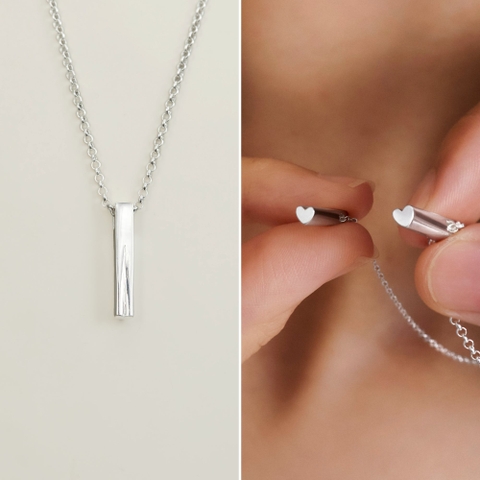 Dây Chuyền Nữ Bạc 925 Thanh Trụ Bạc Thẳng Đáy Trái Tim - VYN79