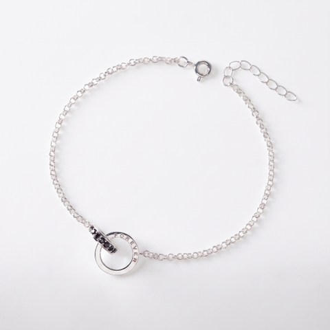 Lắc Tay Bạc 925 Nam Vòng Tròn Đính Đá Đen Eternity Love - VYB83