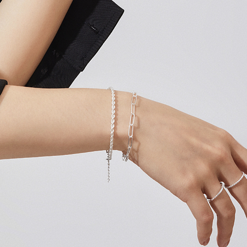 Lắc Tay Bạc 925 Xích Chữ Nhật Trơn Paperclip - VCB04 - Hover