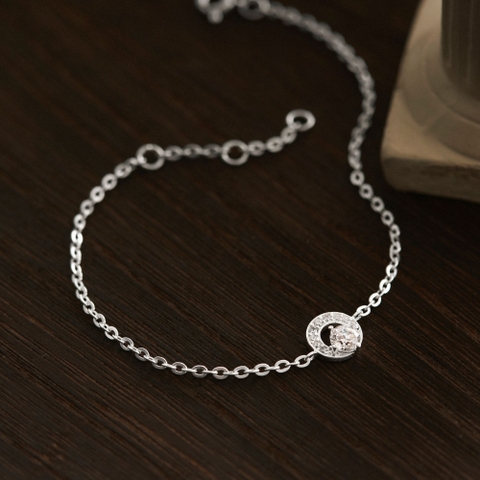 Lắc Tay Bạc 925 Vòng Tròn Gắn Đá Circle Stone - VCB20