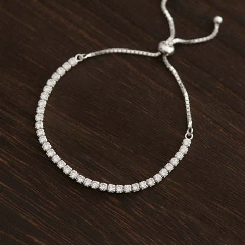 Lắc Tay Bạc 925 Tennis Dây Rút Bản Lớn - VCB23 - Hover