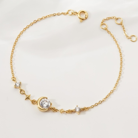 Vòng Tay Bạc 925 Hình Trăng Sao Đính Đá Moon Star Bracelet - VCB34
