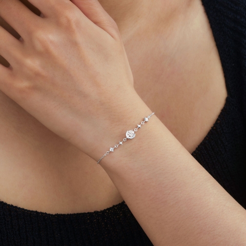Vòng Tay Bạc 925 Hình Trăng Sao Đính Đá Moon Star Bracelet - VCB34 - Hover