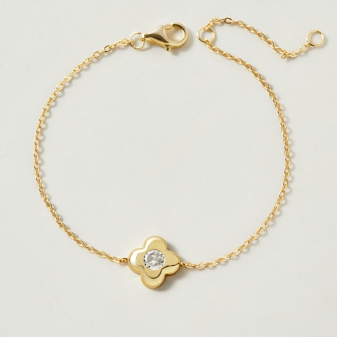 Quà Tặng 8/3 Lắc Tay Bạc 925 Cỏ 4 Lá Đính Đá Chủ May Mắn 4 Leaf Clover - VCB504