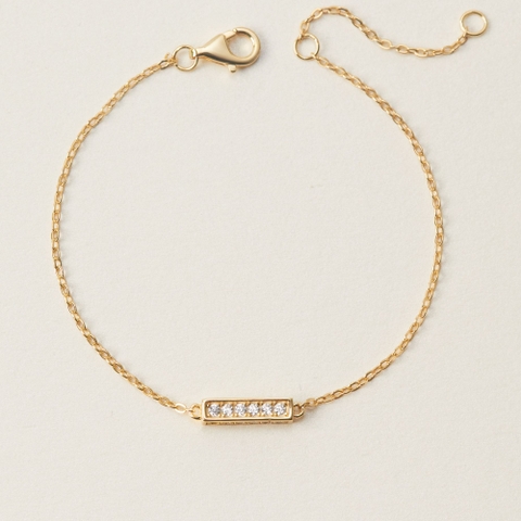 Vòng Tay Bạc 925 Khối Trụ Chữ Nhật Đính Đá Lấp Lánh Cylinder Stone - VCB505 - Hover