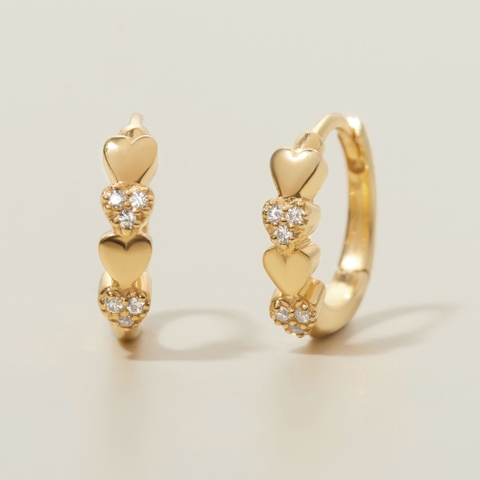 Khuyên Tai Hoop Huggies Bạc 925 Hình Trái Tim Nhỏ Đính Đá Heart Huggies - VCE13