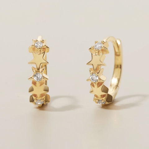 Khuyên Tai Hoop Huggies Bạc 925 Hình Ngôi Sao Nhỏ Đính Đá Star Huggies - VCE14