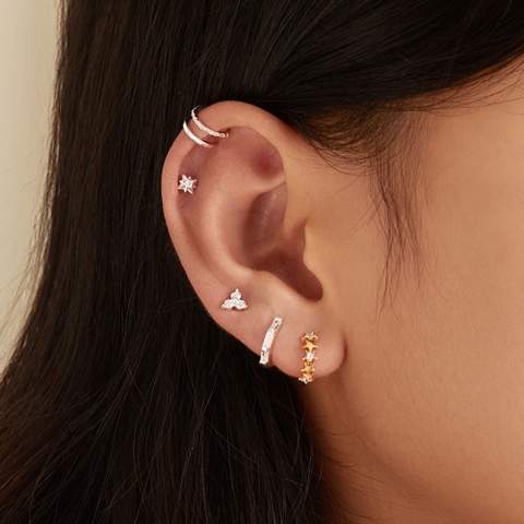 Khuyên Tai Stud Bạc 925 Hình Ngôi Sao 8 Cánh Star Stud - VCE21 - Hover