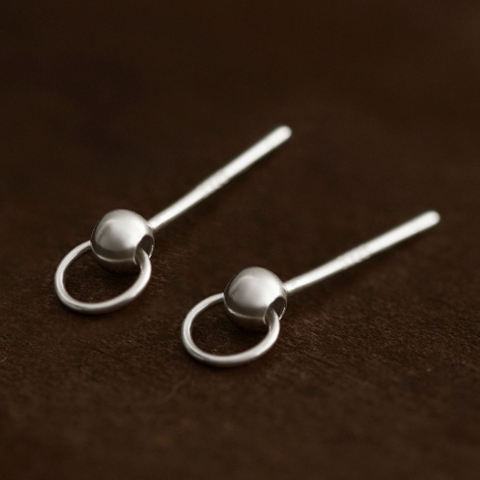 (1 Cái) Khuyên Tai Bạc 925 Vòng Tròn Bi Nhỏ - Ball Circle Stud - VCE20 - Hover