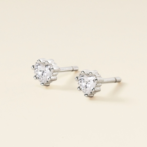 (1 cái) Khuyên Tai Stud Bạc 925 Hình Trái Tim Nhỏ Đính Đá - Tiny Heart Stud-VCE22-L