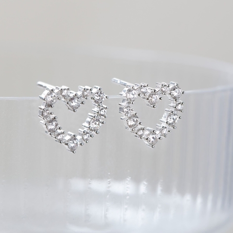 Khuyên Tai Stud Bạc 925 Hình Trái Tim Đính Đá CARA LUNA - Tiny Heart Stud - VCE23