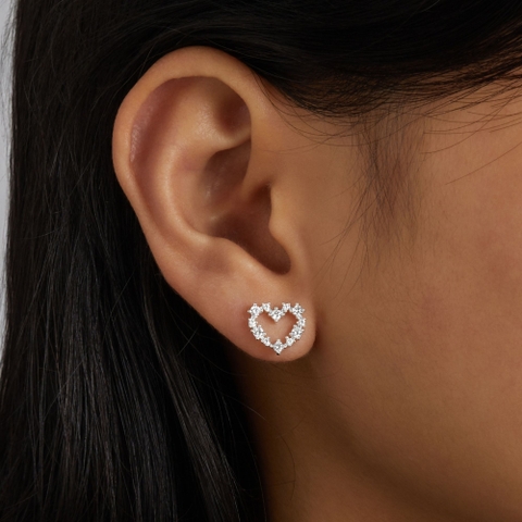 (1 cái) Khuyên Tai Stud Bạc 925 Hình Trái Tim Đính Đá - Tiny Heart Stud-VCE23-L - Hover