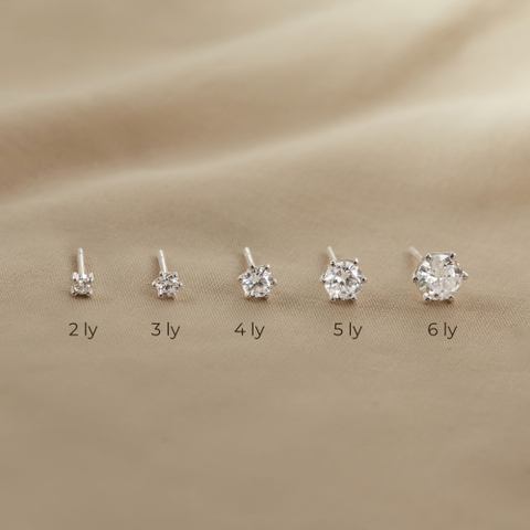 Khuyên Tai Stud Bạc 925 Đính 1 Đá Nhiều Size Basic Stud - VCE30