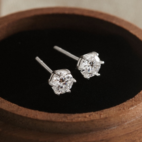 Khuyên Tai Bạc 925 Đính Kim Cương Moissanite VCE30-MS - Hover