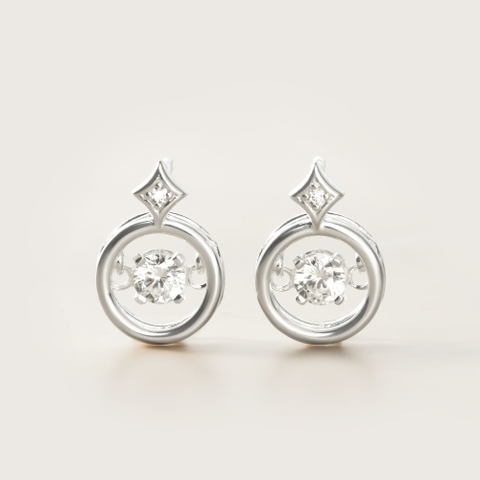 Quà Tặng 8/3 Khuyên Tai Bạc 925 Mặt Tròn Đá Nhảy Hình Ngôi Sao Star Dancing Stone - VCE46 - Hover