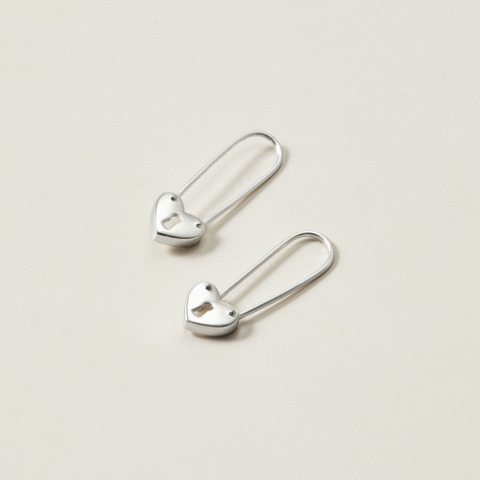 Khuyên Tai Safety Pin Bạc 925 Hình Ghim Cài Đuôi Trái Tim Chữa Lành Tổn Thương - VCE48