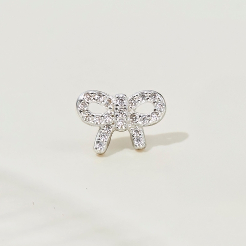 (1 Cái) Bông Tai Stud Bạc 925 Nơ Dễ Thương Đính Đá Lấp Lánh - VCE503-L - Hover