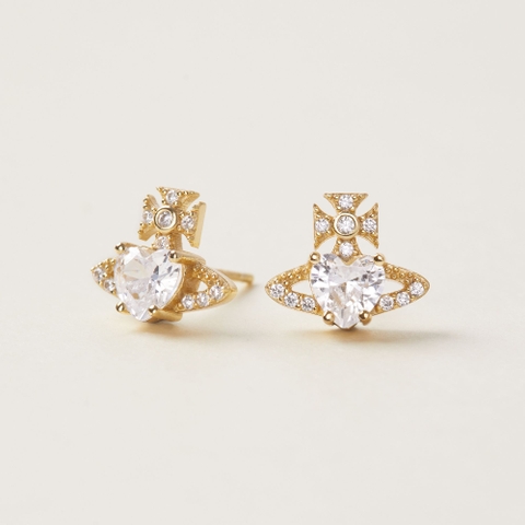 Bông Tai Stud Bạc 925 Hành Tinh Sao Thổ Đính Đá Saturn Orb - VCE507 - Hover