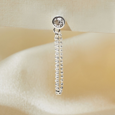 (1 Cái) Khuyên Tai Jacket Bạc 925 Dây Xích Chập Đôi Nụ Đá Jacket Earrings - VCE526-L - Hover