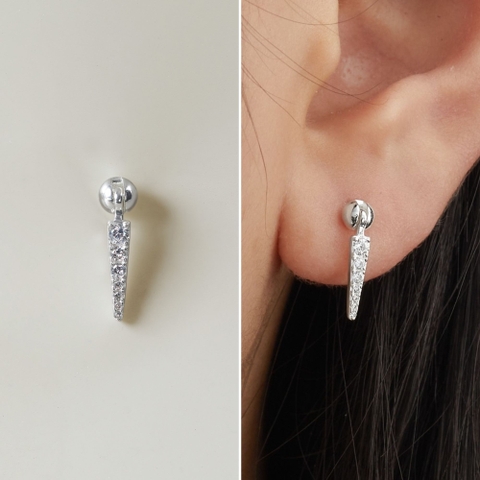 (1 Cái) Bông Tai Stud Bạc 925 Dạng Thuôn Giọt Nước Taper Earrings - VCE525-L