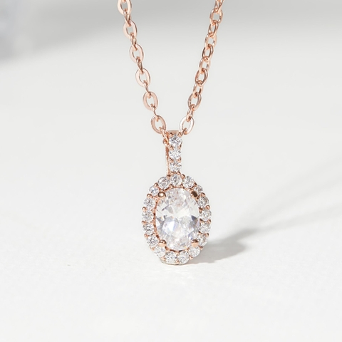 Dây Chuyền Bạc 925 Mặt Oval Tròn Đính Đá - Bling Classic - VCN09