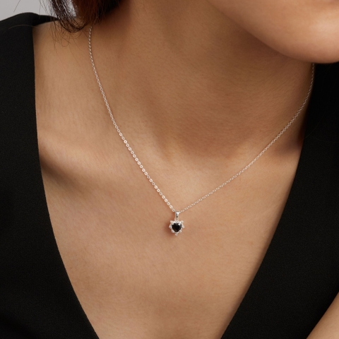 Quà Tặng 8/3 Dây Chuyền Bạc 925 Hình Trái Tim Nhỏ Đính Đá Đen CARA LUNA - Tiny Heart - VCN12 - Hover