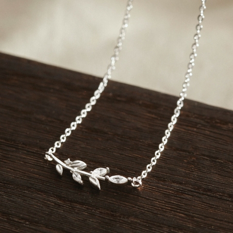 Dây Chuyền Bạc 925 Lá Nguyệt Quế Đính Đá Laurel Necklace - VCN21