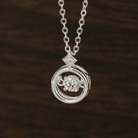 Dây Chuyền Bạc 925 Mặt Tròn Đá Nhảy Hình Ngôi Sao Đính Đá Chủ Kim Cương Moissanite Star Dancing Stone - VCN27-MS