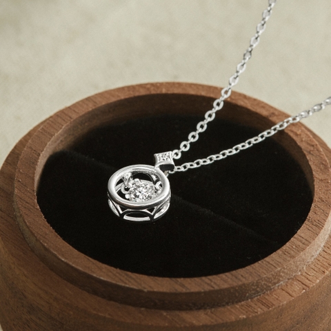 Quà Tặng 8/3 Dây Chuyền Bạc 925 Mặt Tròn Đá Nhảy Hình Ngôi Sao Đính Đá Chủ Kim Cương Moissanite Star Dancing Stone - VCN27-MS - Hover