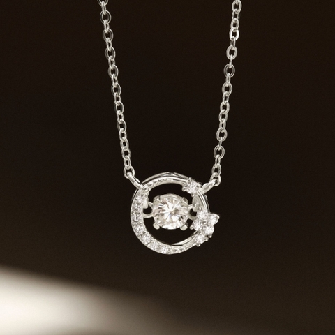 Quà Tặng 8/3 Vòng Cổ Bạc 925 Hình Mặt Trăng Đá Nhảy Moon Dancing Stone - VCN29 - Hover