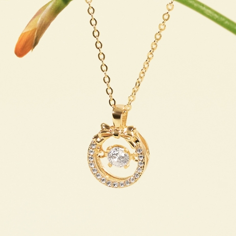 Quà Tặng 8/3 Vòng Cổ Bạc 925 Hình Nơ Đá Nhảy Bow Dancing Stone - VCN30 - Hover