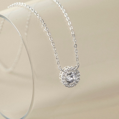 Dây Chuyền Bạc 925 Mặt Tròn Đính Kim Cương Moissanite Hình Hoa - VCN33-MS - Hover