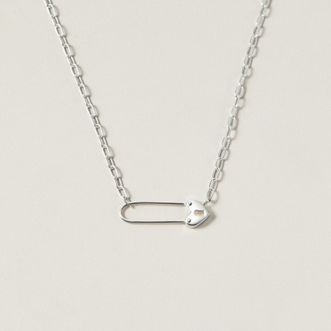 Dây Chuyền Safety Pin Bạc 925 Hình Ghim Cài Đuôi Trái Tim Chữa Lành Tổn Thương - VCN42