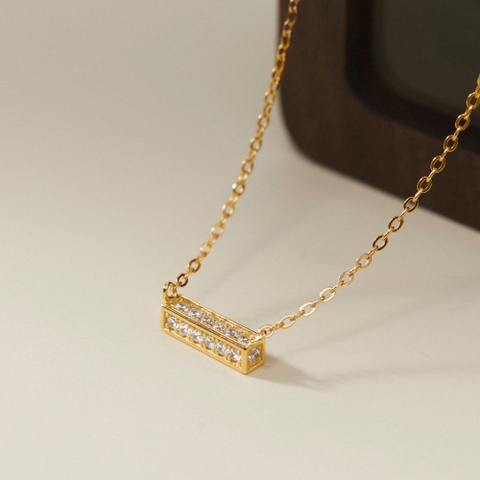 Dây Chuyền Bạc 925 Dải Ngân Hà - Khối Trụ Chữ Nhật Đính Đá Lấp Lánh Cylinder Stone - VCN504