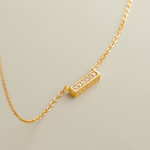 Dây Chuyền Bạc 925 Dải Ngân Hà - Khối Trụ Chữ Nhật Đính Đá Lấp Lánh Cylinder Stone - VCN504 - Hover