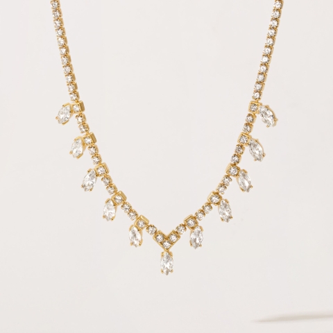 Vòng Cổ Bạc 925 Nhiều Đá Tua Rua Đi Tiệc Lấp Lánh Charm Tassel Necklace - VCN506