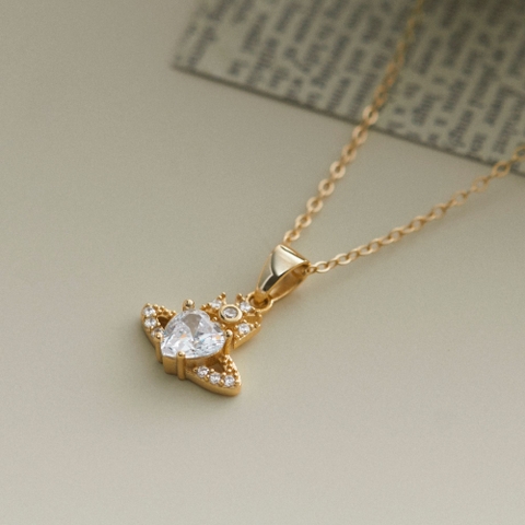 Vòng Cổ Bạc 925 Hành Tinh Sao Thổ Đính Đá Saturn Orb - VCN508