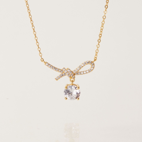 Dây Chuyền Bạc 925 Nơ Đính Đá Bow Tie Necklace - VCN511