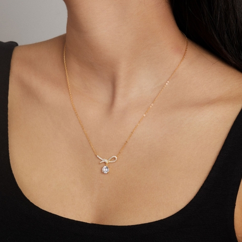 Dây Chuyền Bạc 925 Nơ Đính Đá Bow Tie Necklace - VCN511 - Hover