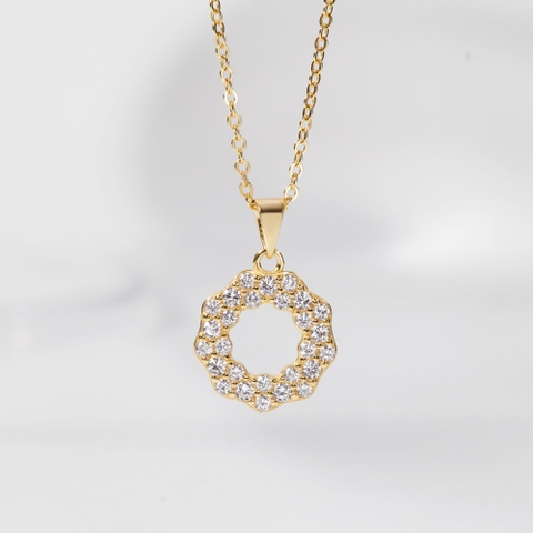 Dây Chuyền Bạc 925 Mặt Trời - Mặt Tròn Đính Đá Circle Necklace -VCN513
