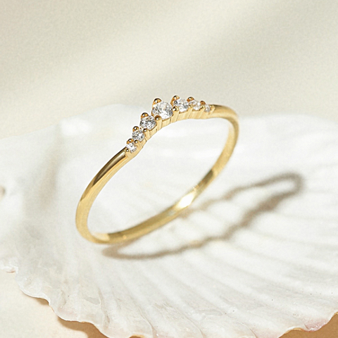 Nhẫn Bạc 925 Mảnh Đính Đá Hình Cung Princess - VCR05