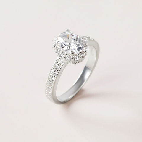 Nhẫn Bạc 925 Mặt Oval Đính Đá - Bling Classic - VCR15