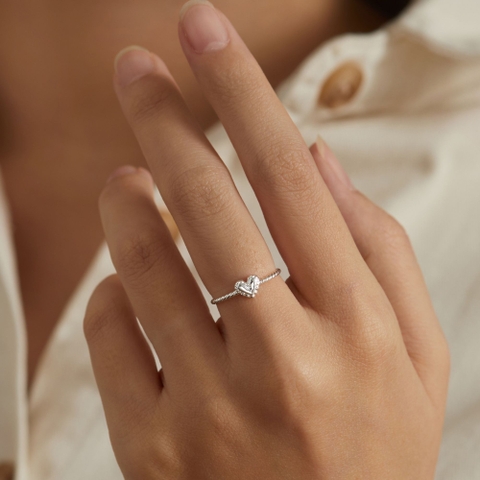 Nhẫn Bạc 925 Hình Trái Tim Nhỏ Viền Bèo Nhún - Tiny Heart - VCR21 - Hover