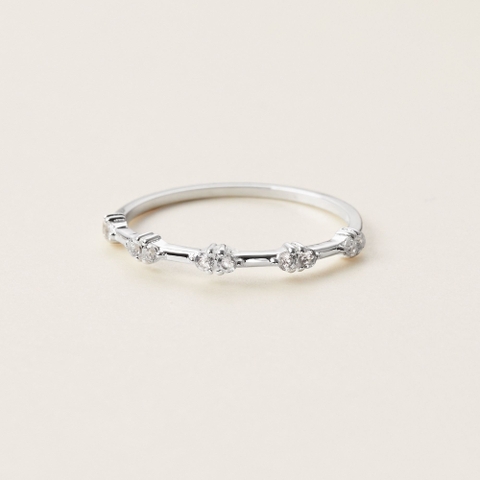 Nhẫn Bạc 925 Đính Đá Chùm 2 Viên Cách Đều - VCR25 - Hover