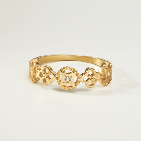 Nhẫn Vàng 10K Kim Tiền Tài Lộc Đính Kim Cương Moissanite - VCR37V