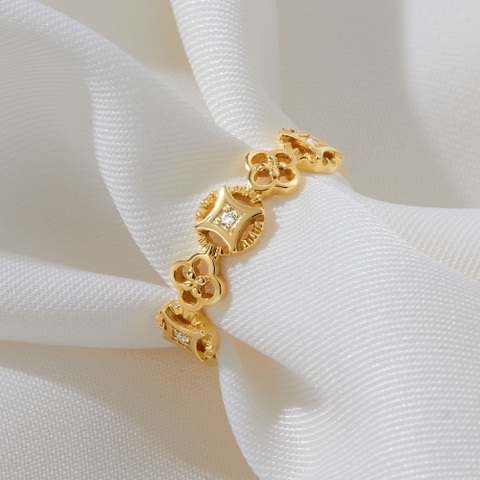 Nhẫn Vàng 10K Kim Tiền Tài Lộc Đính Kim Cương Moissanite - VCR37V - Hover